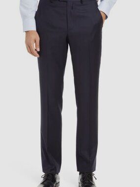 Santorelli Men Blue Loro Piana Serge Wool Dress Pants Size 48